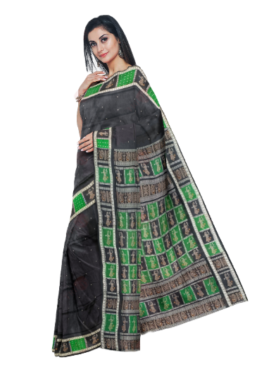 Doll design boarder Bomkai silk saree with blouse piece