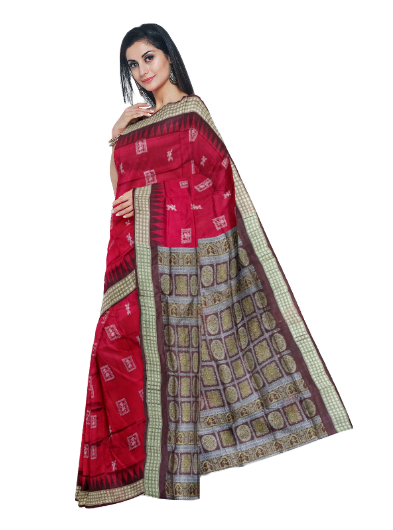 Doll design Bomkai silk saree with blouse piece