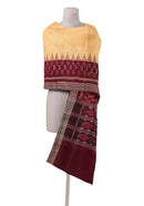 Beautiful Handloom Cotton Dupatta, Beige and maroon colors combination