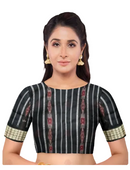 Sambalpuri Silk Blouse Piece, 1 mtr, Color - Black