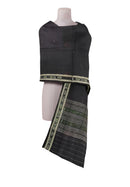 Beautiful Sambalpuri Handloom Cotton Dupatta, Black and Mehendi green colors combination