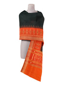Sambalpuri cotton Dupatta, Black and Orange colors combination
