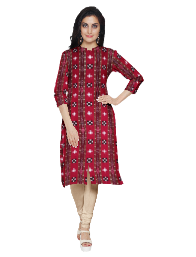 Pasapali and Star design Unstitched Sambalpuri cotton Kurti/Kurta/Shirt Material, 2.5 mtr