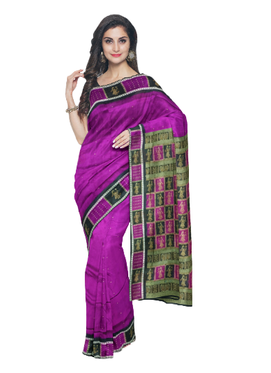 Doll design boarder bomkai silk saree with bloouse piece