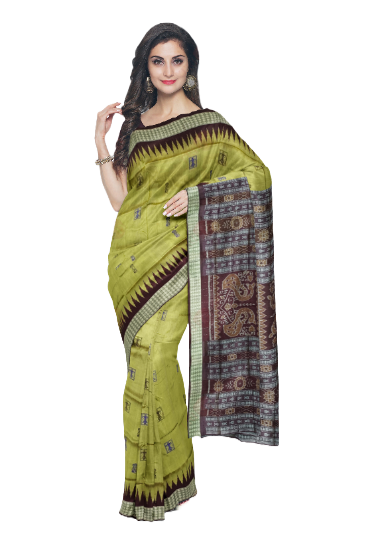 Doll design Bomkai silk saree with blouse piece