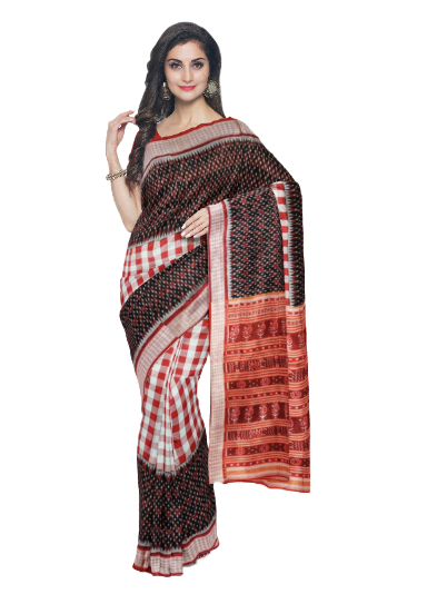 Check checked Design  Sambalpuri Silk Saree with Blouse Piece