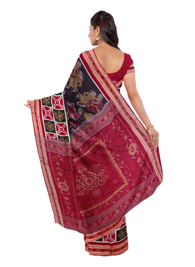 Rajasthan desert life design Sambalpuri cotton saree with blouse piece