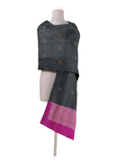 Sambalpuri silk dupatta, Black and magenta combination