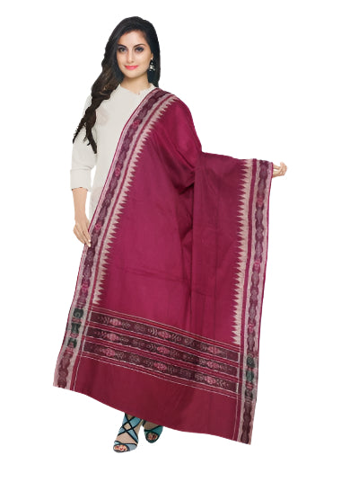 Sambalpuri cotton Dupatta, Maroon color