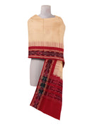 Beautiful Handloom Cotton Dupatta, Light peach(Matha color), and red colors combination