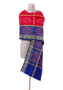 Premium Sambalpuri cotton dupatta. Fish boarder. Color: Red and Blue