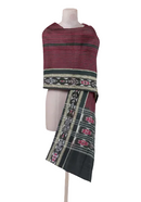 Sambalpuri Cotton Dupatta (Black and maroon)