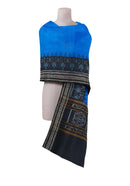 Sambalpuri cotton Dupatta, Sky blue black colors combination