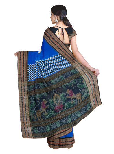 Check check and Pasapali design Sambalpuri cotton saree with blouse piece