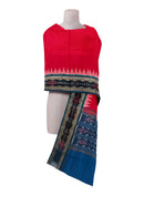 Beautiful Handloom Cotton Dupatta, red and Sumati Green colors combination