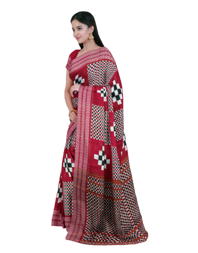 Check check and Pasapali design Sambalpuri cotton saree with blouse piece