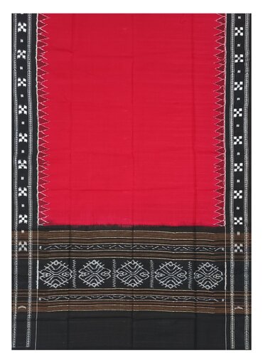 Beautiful Handloom Cotton Dupatta, Red and Black colors combination