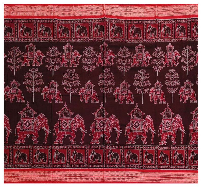 Elephant design sambalpuri cotton saree with blouse piece