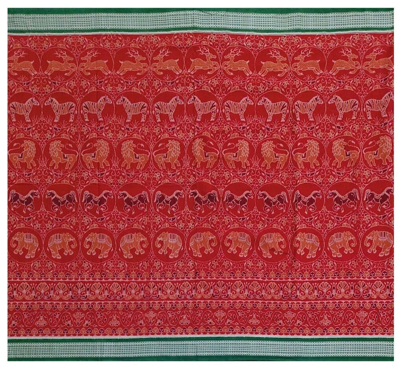 Sambalpuri Cotton Saree with Animal Design 
