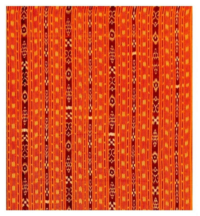 Sambalpuri ikat cotton Blouse piece, Orange color, 1 mtr