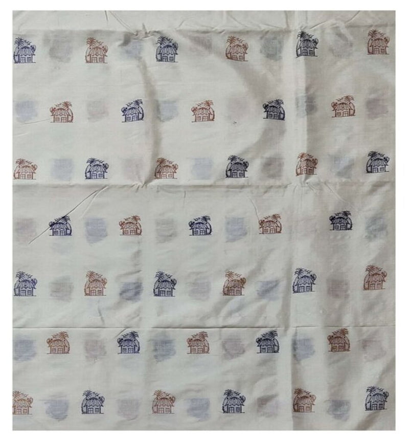 Sambalpuri Bapta silk Blouse piece, 1 Meter, Unstitched, White color