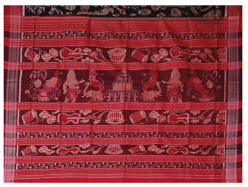 Musical instruments design sambalpuri cotton saree with blouse piece