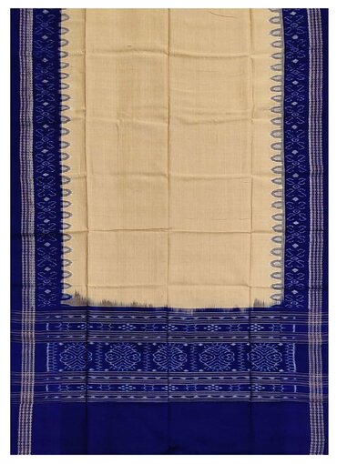 Beautiful Handloom Cotton Dupatta, Light peach(Matha color) and blue colors combination