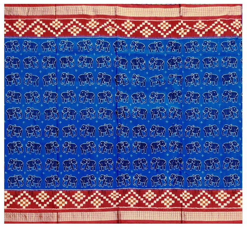 Elephant Design Sambalpuri Silk Saree with Blouse Piece