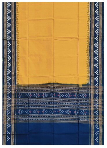 Beautiful Handloom Cotton Dupatta, yellow and iron blue colors combination