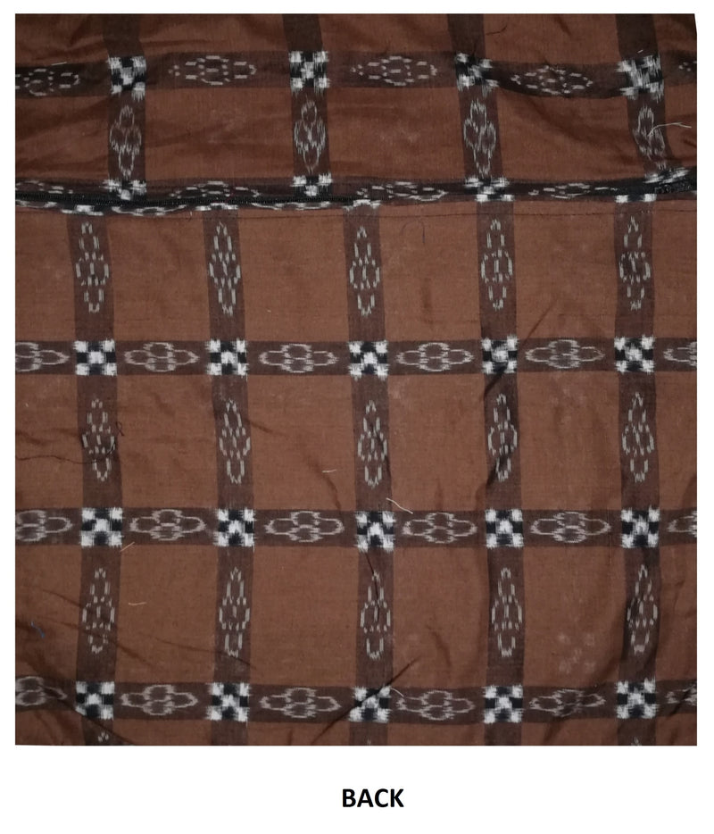 OdiKala Sambalpuri Cushion cover in Saddle Brown color - Set of Three-Cushion Cover-OdiKala-OdiKala