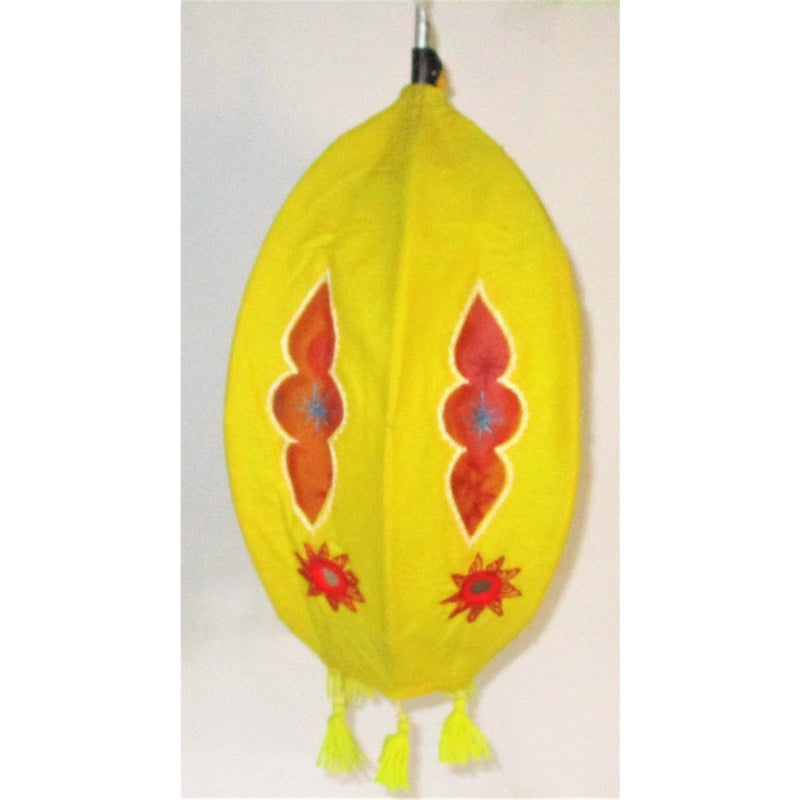 Unique colorful Lamp like Roof Hanging from Pipili-Appliques-OdiKala Handicrafts-Yellow ganes-20 cm length and 39 cm diameter-OdiKala