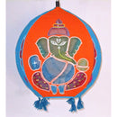 Unique colorful Lamp like Roof Hanging from Pipili-Appliques-OdiKala Handicrafts-Orange and Turquiose-20 cm length and 39 cm diameter-OdiKala