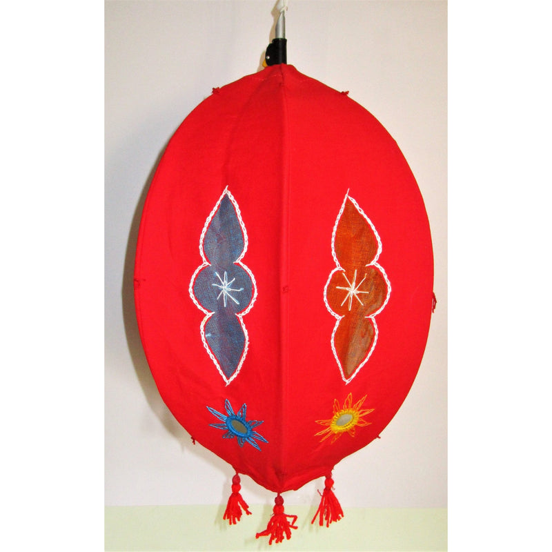 Unique colorful Lamp like Roof Hanging from Pipili-Appliques-OdiKala Handicrafts-Red-20 cm length and 39 cm diameter-OdiKala