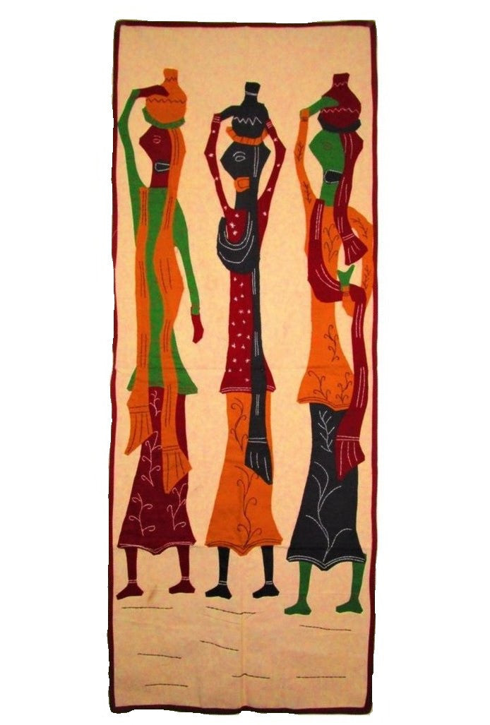 Unique Three Ladies Modern Art Wall Hanging from Pipili-Appliques-OdiKala Handicrafts-54 cm length and 20 cm width-OdiKala