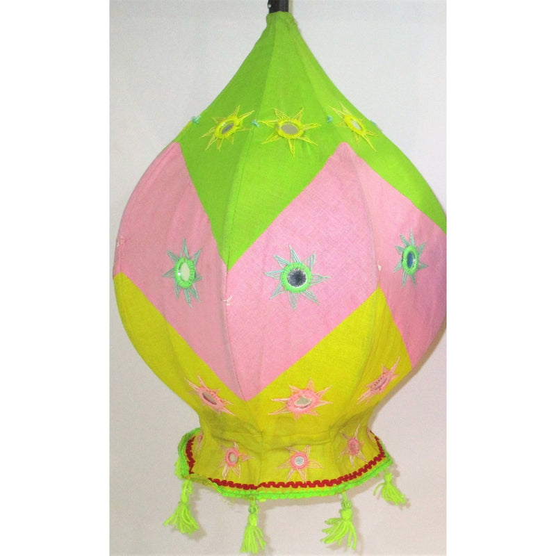 Decorative Lamp Shade (Balloon shaped)-Appliques-OdiKala Handicrafts-21 cm length 39 cm diameter-OdiKala