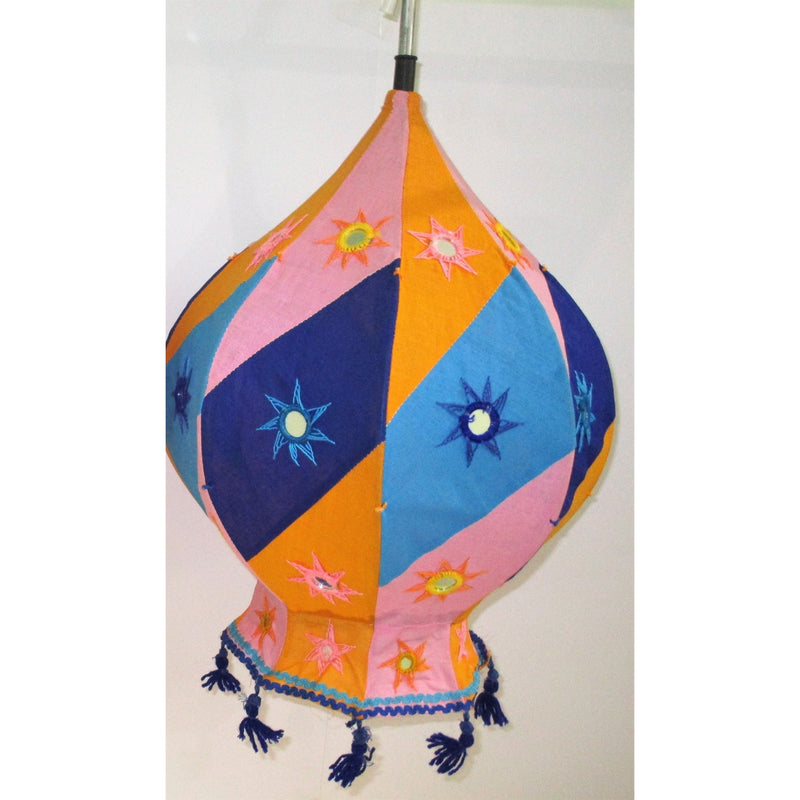 Decorative Lamp Shade (Balloon shaped)-Appliques-OdiKala Handicrafts-21 cm length and 39 cm diameter-OdiKala