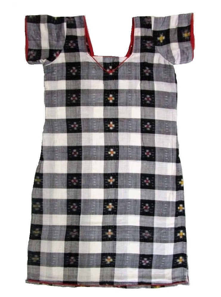 Black and white colour sambalpuri kurti, size-34inches-Kurti-OdiKala-OdiKala