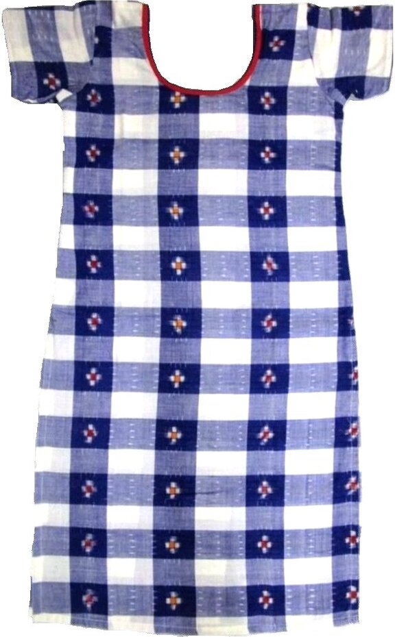 Blue and white colour sambalpuri kurti with new design, 34inches