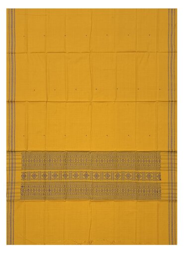 Bomkai Cotton Dupatta (Yellow - Violet blue)