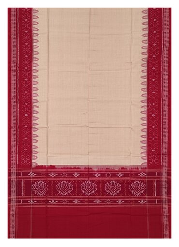 Beautiful Handloom Cotton Dupatta, Light peach(Matha color), and red colors combination