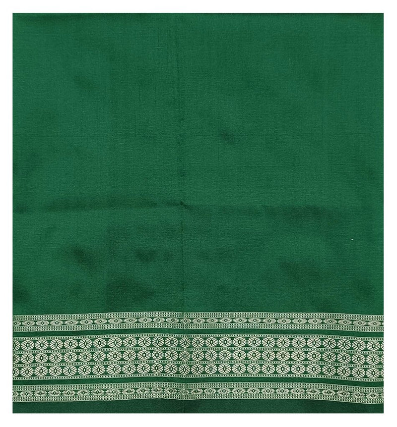 Unstitched Sambalpuri Silk Blouse Piece, Green Color, Options: 1 mtr, 75cms