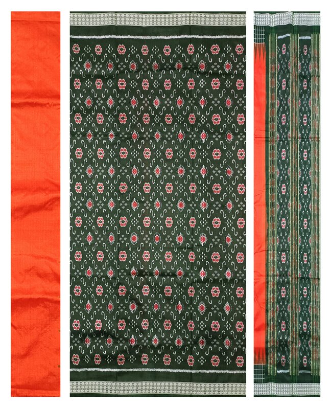 Flower design sambalpuri silk dress material set