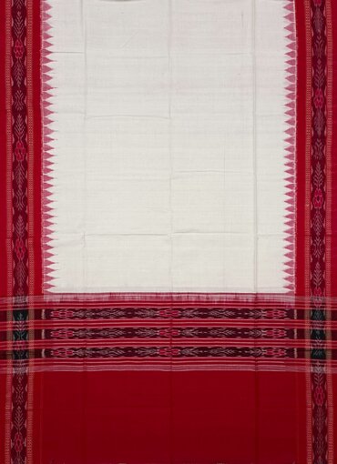 Sambalpuri Cotton dupatta, White and red colors combination