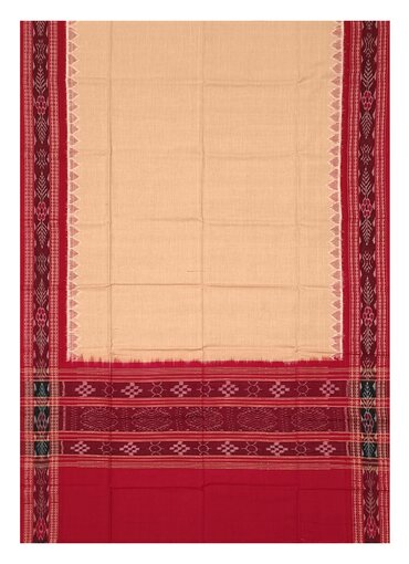 Beautiful Handloom Cotton Dupatta, Light peach(Matha color), and red colors combination