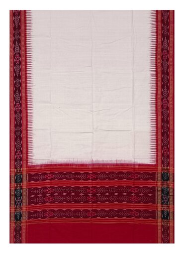 Sambalpuri Cotton dupatta, White and red colors combination