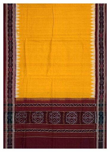 Beautiful Handloom Cotton Dupatta, Yellow and maroon colors combination