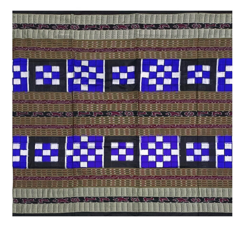 Sambalpuri Bichitrapuri Silk Saree with blouse piece. Colors : Red Black/Blue Black/Pink Black