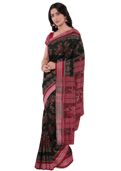 Dandia design Sambalpuri cotton saree with blouse piece