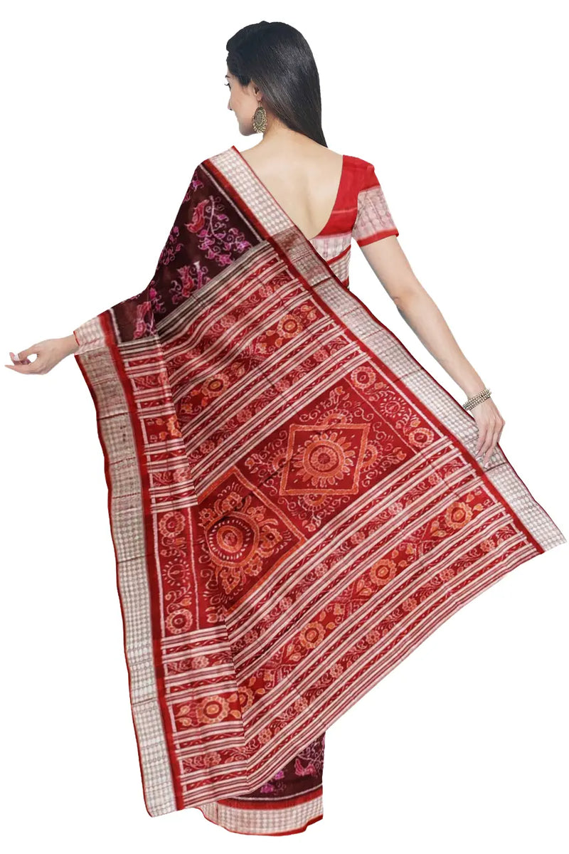 Sambalpuri Silk Saree with Blouse Piece (Birds Designs, Pure Silk)