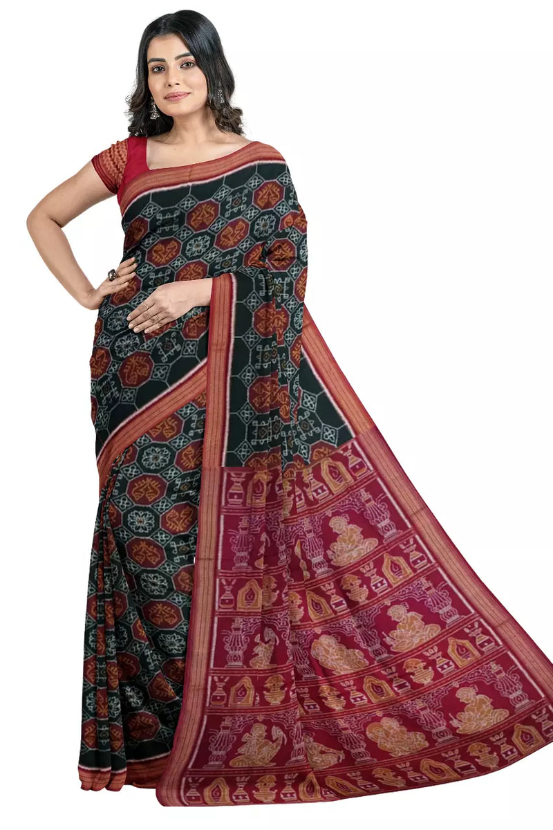 Rangoli(Jhoti) design Sambalpuri cotton saree with blouse piece